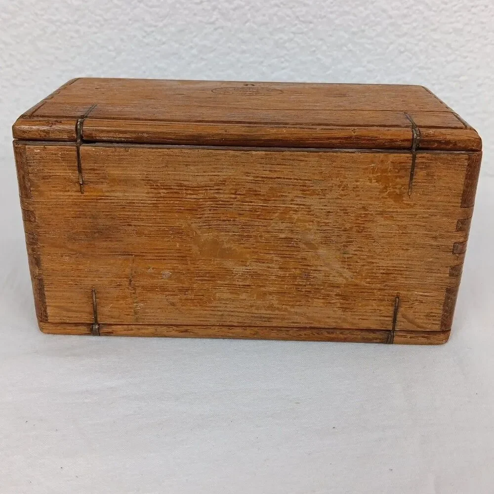 Antique Singer Sewing Machine Folding Oak Puzzle Box & Machine Attachments/1880s